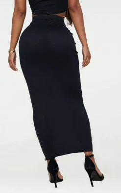 Shape Black Cotton High Waisted Midaxi Skirt