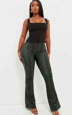 Shape Black Croc Print Faux Leather Straight Leg Pants