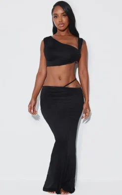Shape Black Cut Out Waist Maxi Skirt