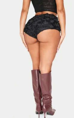 Shape Black 3d Rose Hotpants