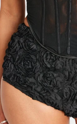 Shape Black 3d Rose Hotpants