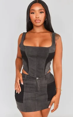 Shape Black Denim Micro Mini Skirt