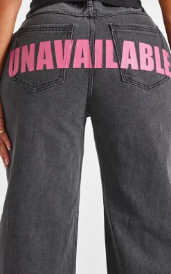 Shape Black Denim Unavailable Print Wide Leg Jeans