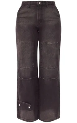 Shape Black Denim Utility Wide Leg Jeans