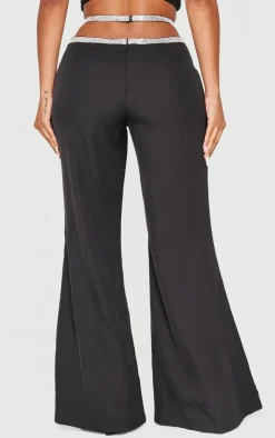Shape Black Diamante Detail Cut Out Waist Tailored Pant