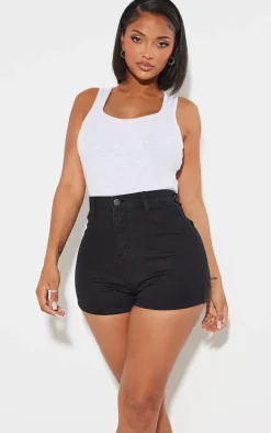 Shape Black Disco Denim Mini Shorts
