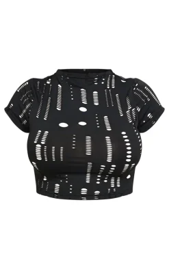 Shape Black Distressed Crop Top