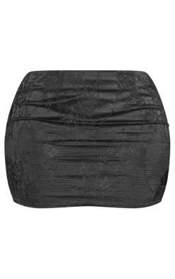 Shape Black Embroidered Low Rise Mini Skirt