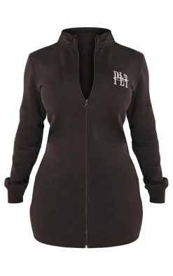 Shape Black Embroidered Zip Through Sweater Dress