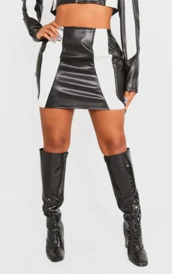 Shape Black Faux Leather Panel Mini Skirt