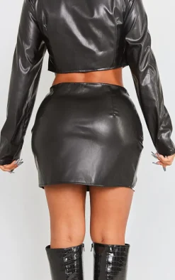 Shape Black Faux Leather Panel Mini Skirt