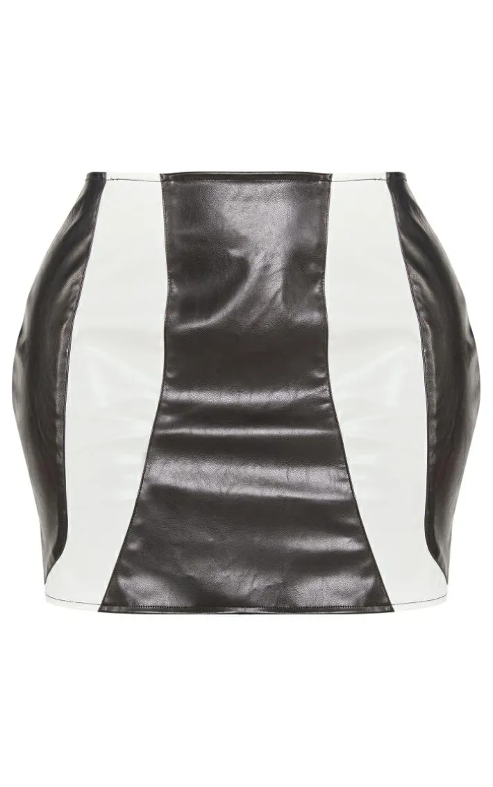 Shape Black Faux Leather Panel Mini Skirt