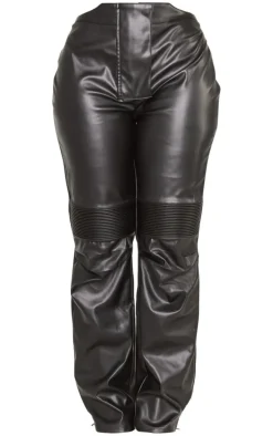 Shape Black Faux Leather Panel Detail Wide Leg Pants