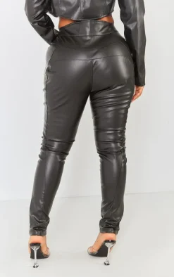Shape Black Faux Leather Zip Detail Panel Skinny Pants