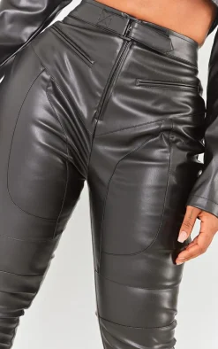 Shape Black Faux Leather Zip Detail Panel Skinny Pants