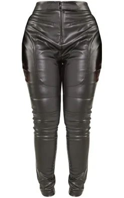 Shape Black Faux Leather Zip Detail Panel Skinny Pants