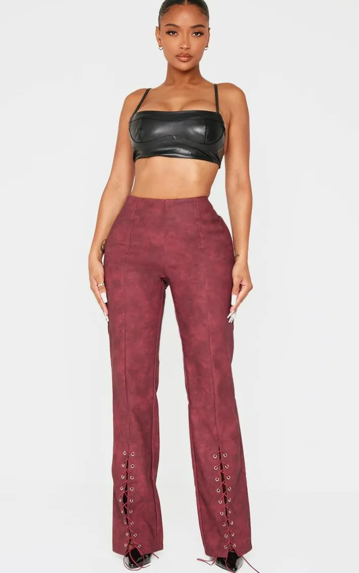 Shape Black Faux Leather Strappy Crop Top