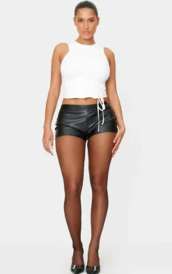 Shape Black Faux Leather Hot Pants