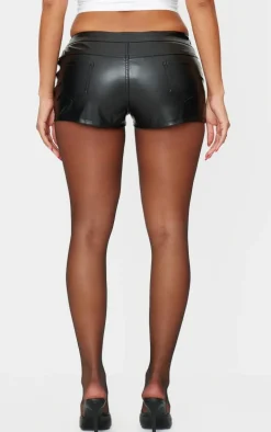 Shape Black Faux Leather Hot Pants