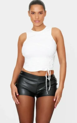 Shape Black Faux Leather Hot Pants