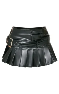 Shape Black Faux Leather Pleated Mini Skirt