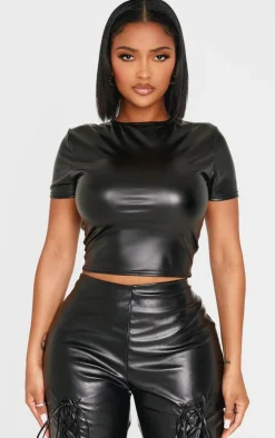 Shape Black Faux Leather Top