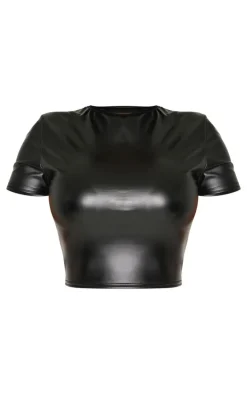 Shape Black Faux Leather Top