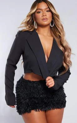 Shape Black Feather Effect Micro Mini Skirt