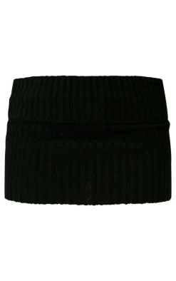 Shape Black Fold Over Knitted Mini Skirt