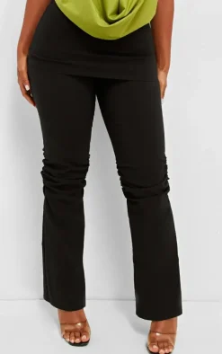 Shape Black Fold Over Ruched Detail Flare Pants