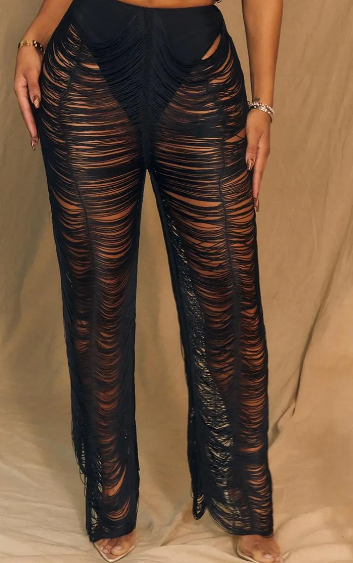 Shape Black Fringe Pants