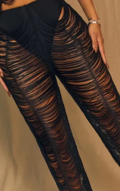 Shape Black Fringe Pants