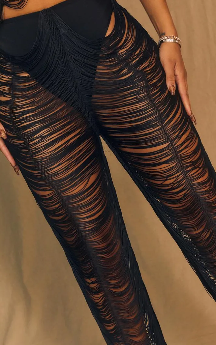 Shape Black Fringe Pants