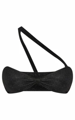 Shape Black Glitter Asymmetric Bralette