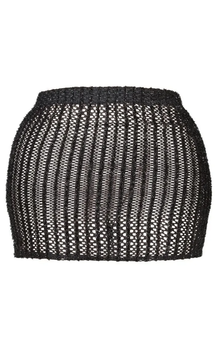 Shape Black Glitter Textured Mini Skirt