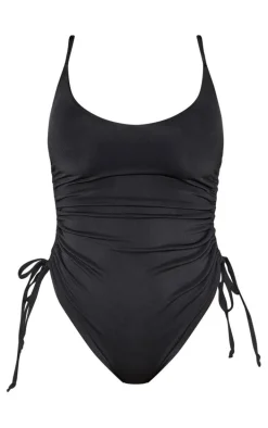 Shape Black High Rise Ruched Side Swimsuit