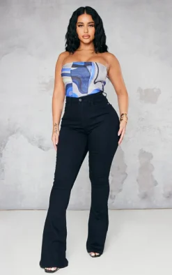 Shape Black High Waist Skinny Flared Jeans