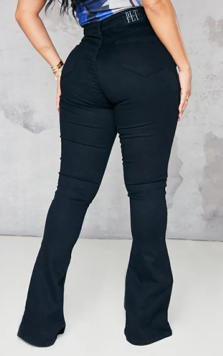 Shape Black High Waist Skinny Flared Jeans
