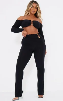 Shape Black High Waisted Ring Detail Flare Leggings