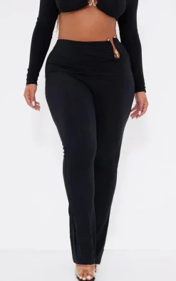 Shape Black High Waisted Ring Detail Flare Leggings