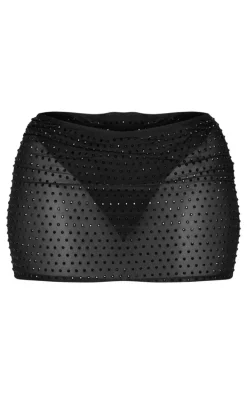 Shape Black Hot Fix Low Rise Micro Mini Skirt