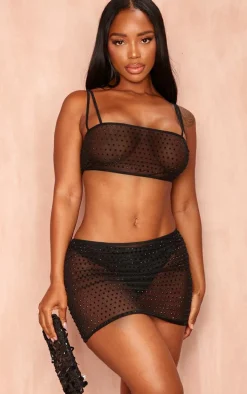 Shape Black Hot Fix Strappy Crop Top