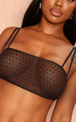 Shape Black Hot Fix Strappy Crop Top