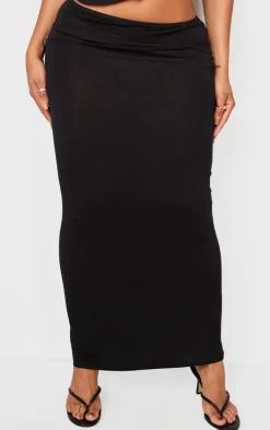 Shape Black Jersey Asymmetric Waist Maxi Skirt