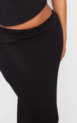 Shape Black Jersey Asymmetric Waist Maxi Skirt