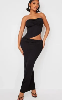 Shape Black Jersey Bandeau Asymmetric Hem Top