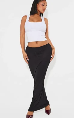 Shape Black Jersey Low Waist Maxi Skirt