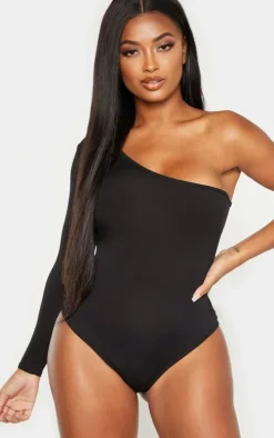 Shape Black Jersey One Shoulder Bodysuit