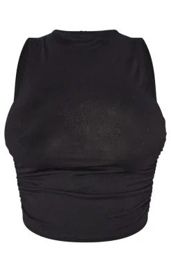 Shape Black Jersey Ruched Side Sleeveless Crop Top