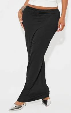 Shape Black Jersey Ruched V Waist Midaxi Skirt
